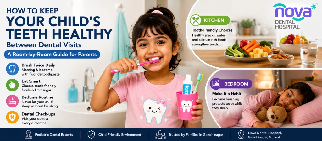 How to Keep Your Child’s Teeth Healthy Between Dental Visits (Room-by-Room Guide)