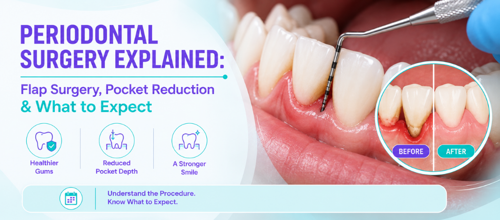 Periodontal Surgery Explained: Flap Surgery, Pocket Reduction & What to Expect